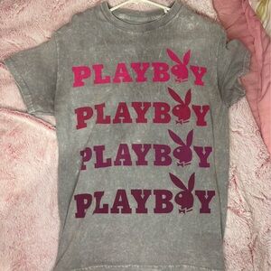Gray T-Shirt with Pink Playboy Logo